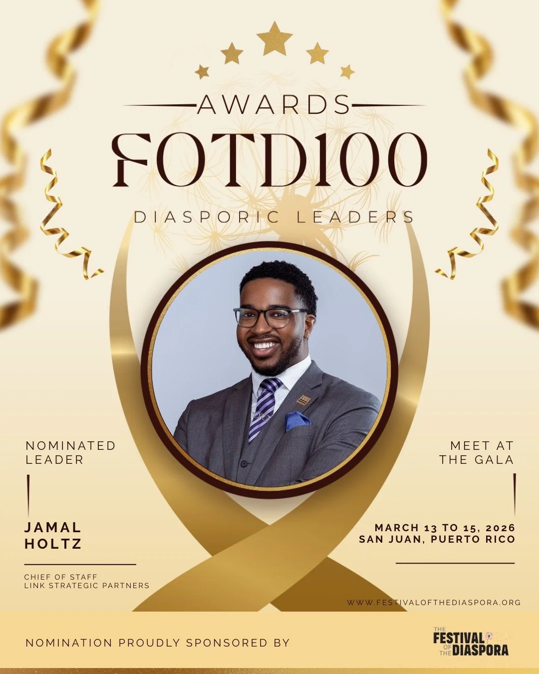 We&rsquo;re proud beyond words to share that @jamalholtzdc &mdash; our bold, empathetic, and purpose-driven Chief of Staff and Executive Vice President &mdash; has been nominated for the FOTD100 Leadership Awards. The FOTD100 Leadership Awards recogn