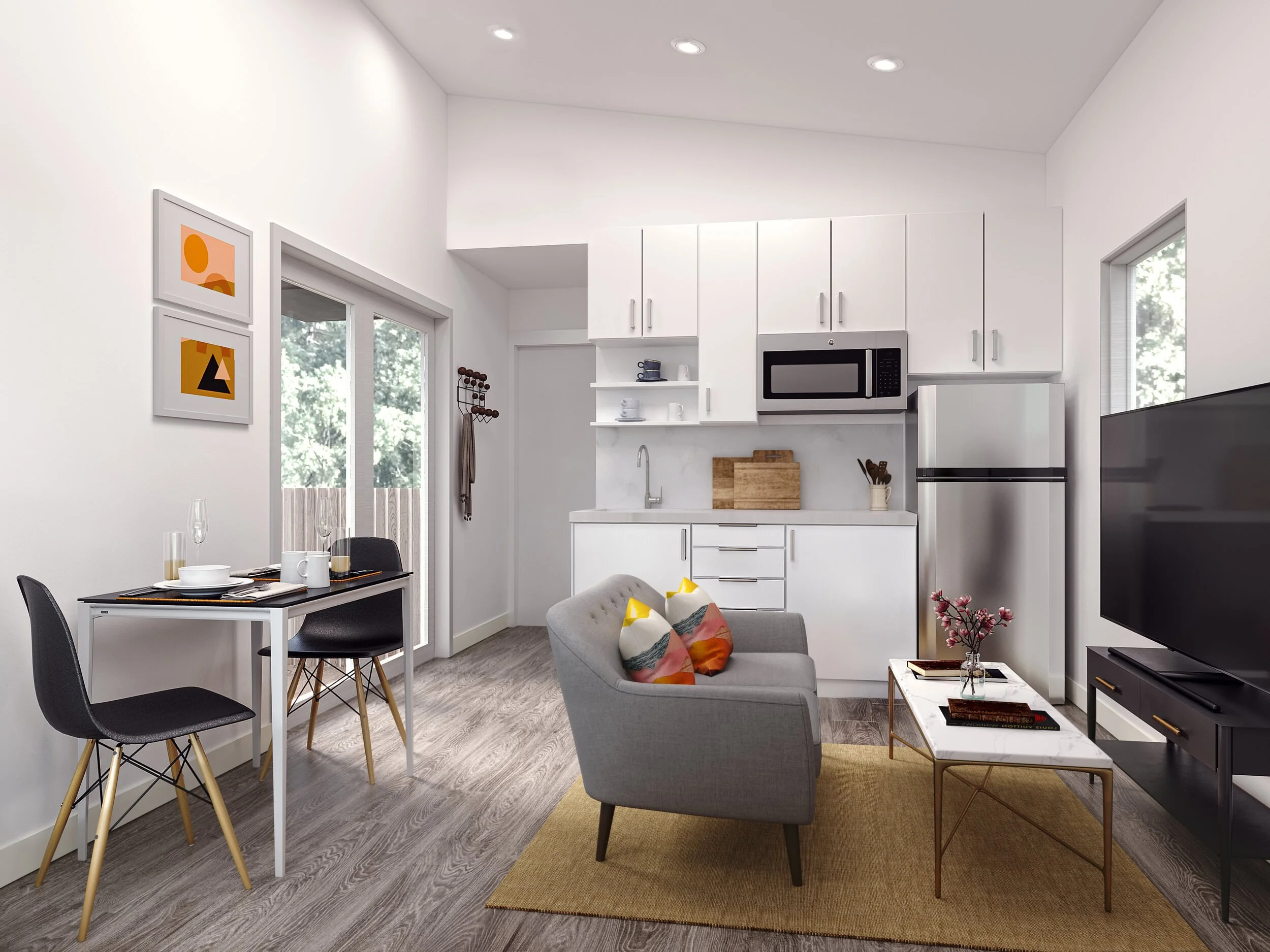 Kitchen And Living Room Design For Small House | Cabinets Matttroy - Los Angeles Compact Living Room Decor Ideas