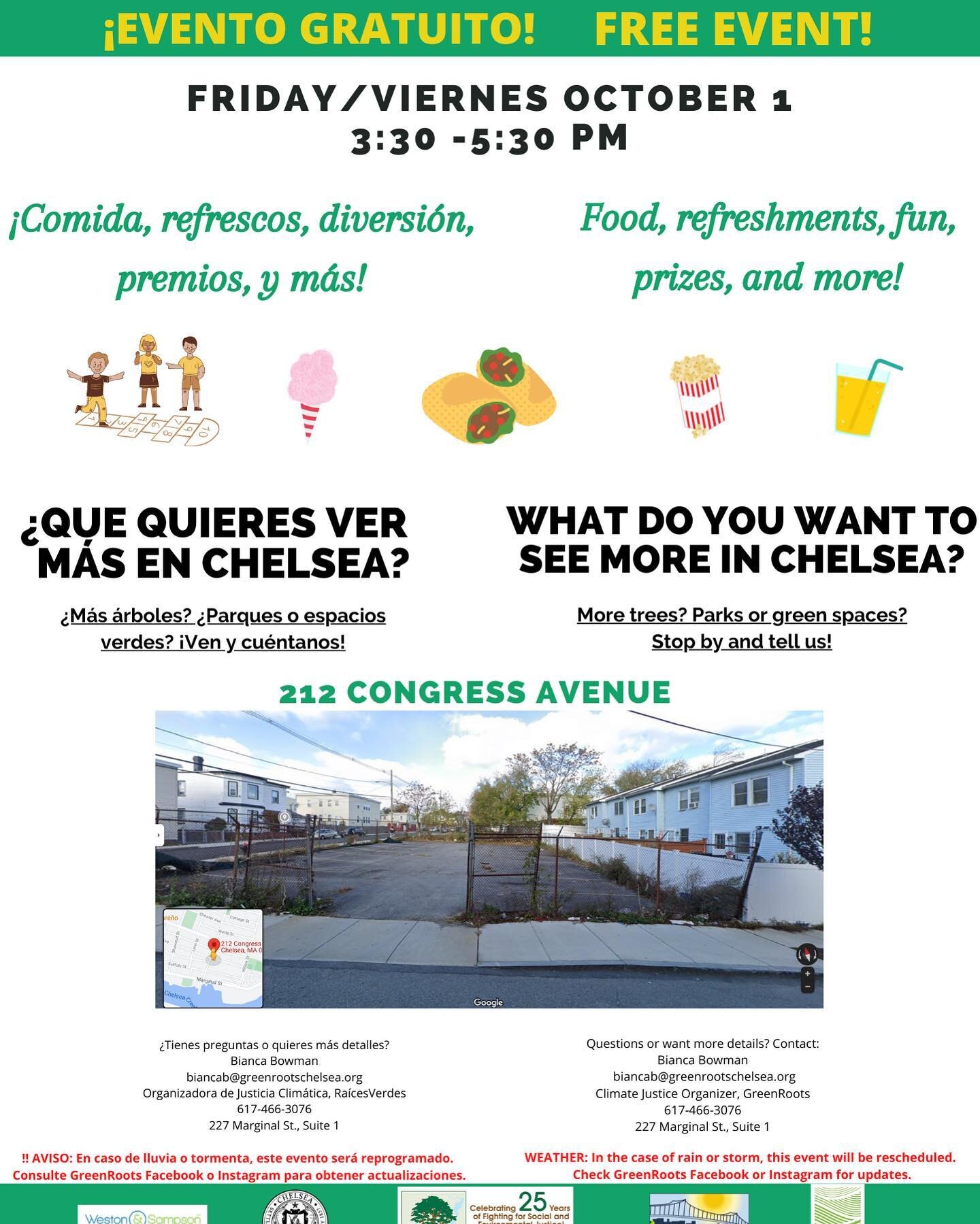 Rainy-day reschedule! This event has been rescheduled  to next Friday, Oct 1. Hope to see you there! #climate #cool #food #chelseamassachusetts #chelseamass #chelseama #eco #greenrootschelsea #heatwave #climatechange #greenspace