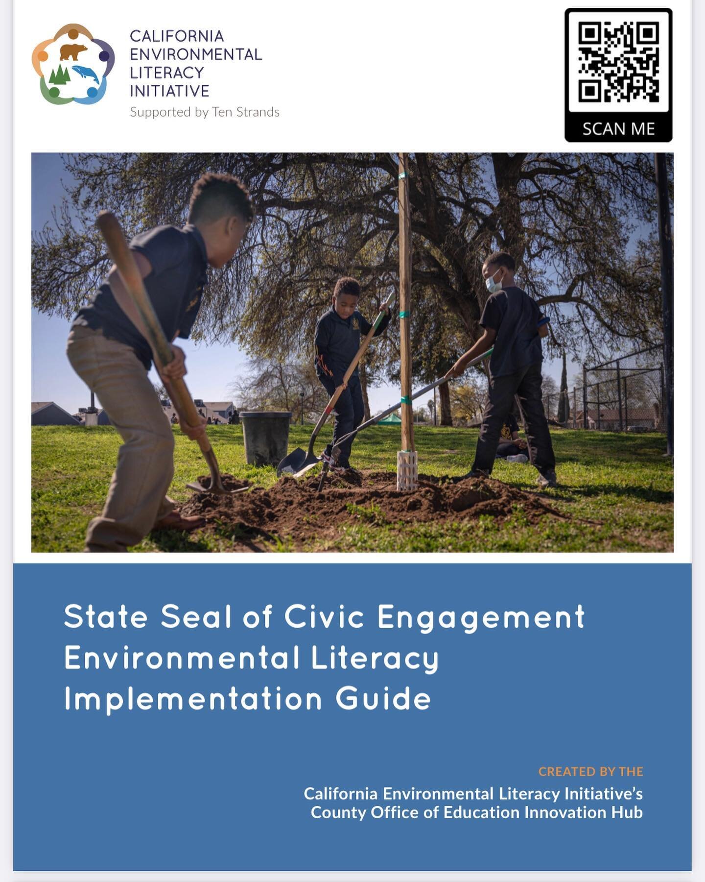 Our 2nd graders made the cover of @calenvirolit State Seal of Civic Engagement Environmental Literacy Implementation Guide! Thank you for recognizing our students&rsquo; leadership for climate justice as they sought to bring more tree equity to their