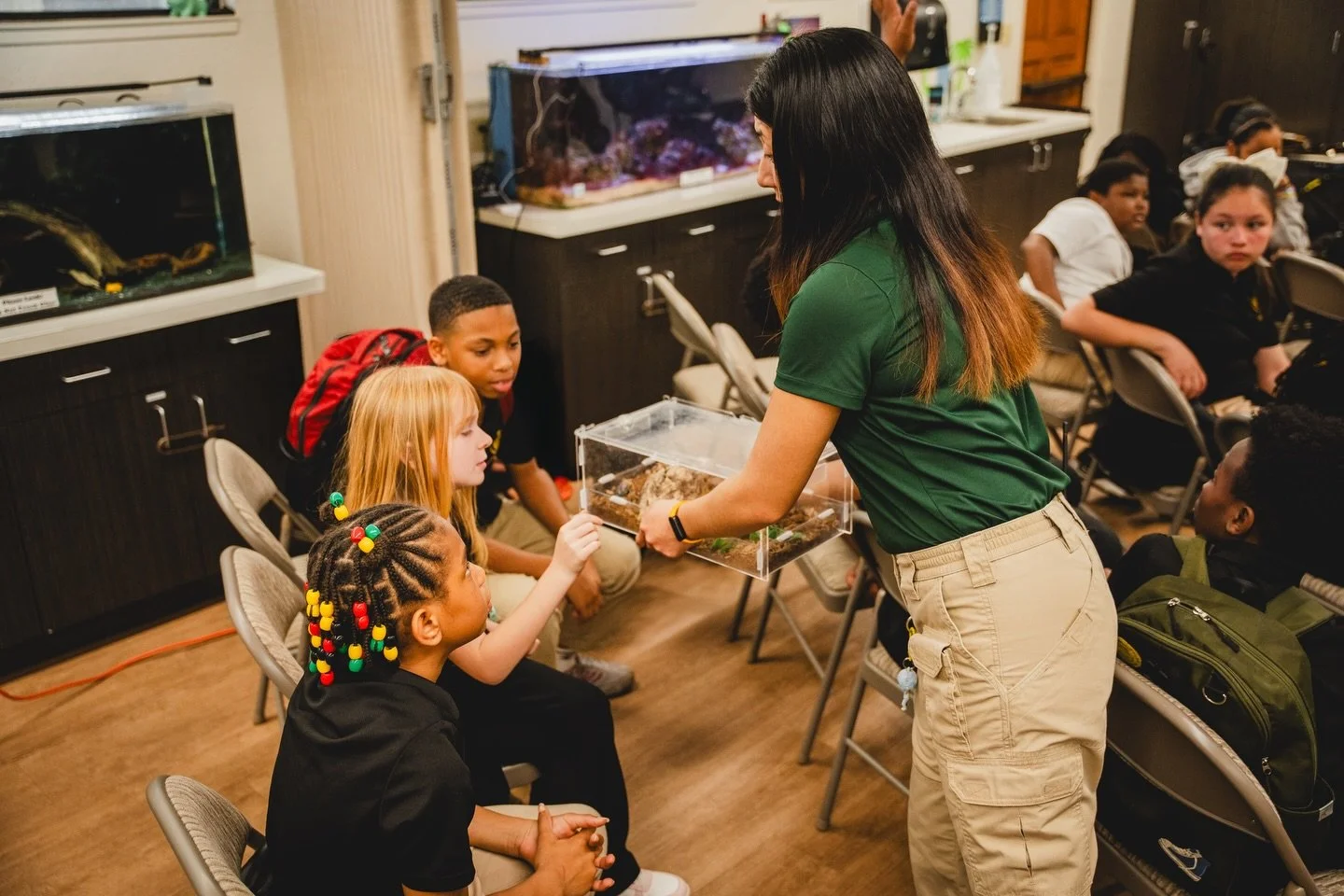 Scholars in our 5th grade Zoo Immersion explored how wetlands ecosystems work by studying wetland vegetation samples up close. By observing the water inside the tubes, scholars were able to see how plant life in wetlands helps filter water, support w