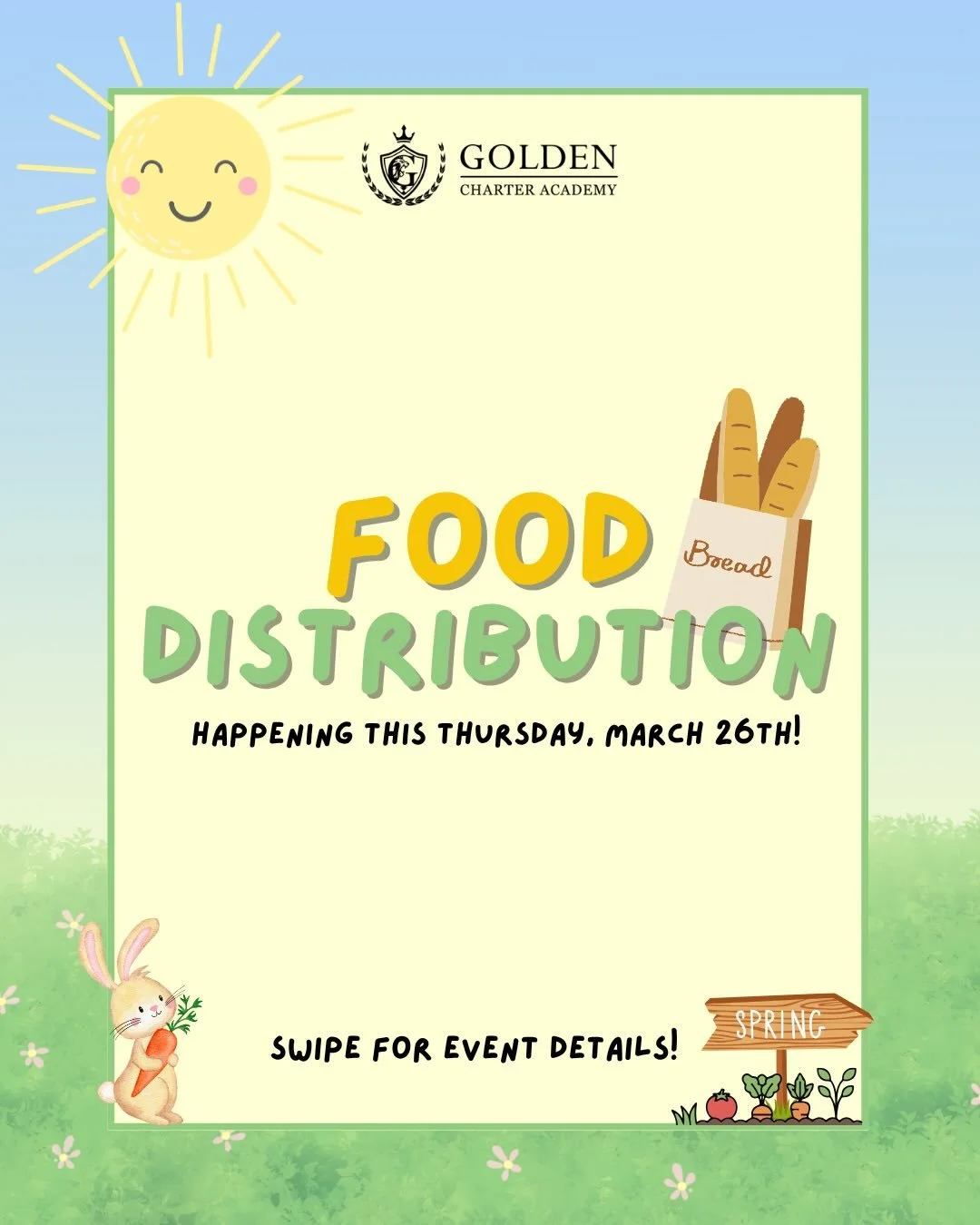 Food Distribution is happening this Thursday! 🌞 

GCA families, join us on Thursday, March 26 from 2:00 PM to 4:30 PM at Gate 1 on Princeton Ave for our upcoming food distribution! 

We&rsquo;re here to support our community and make sure our famili