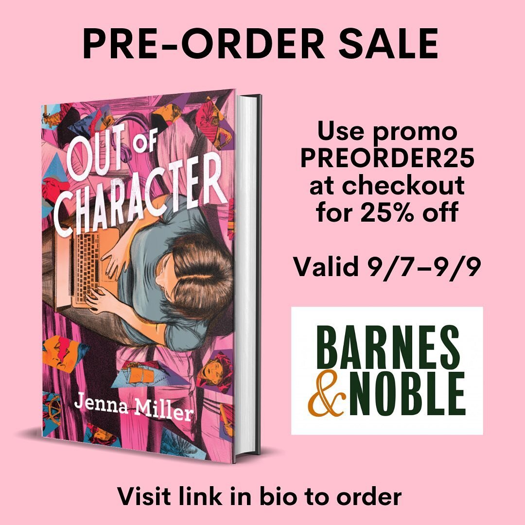 Barnes &amp; Noble is running a 25% off promo for pre-order books, ebooks, and audiobooks from 9/7&ndash;9/9. Visit the link in my bio to buy OUT OF CHARACTER and other fabulous books during the sale! 

#booksale #preordersale #barnesandnoble #outofc