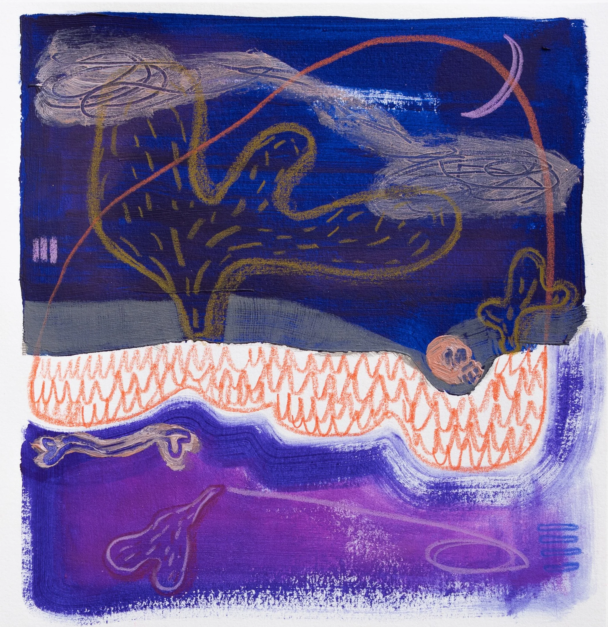 "Lucky Chance", Acrylic and colored pencil, 7.75"x7.9", 2025