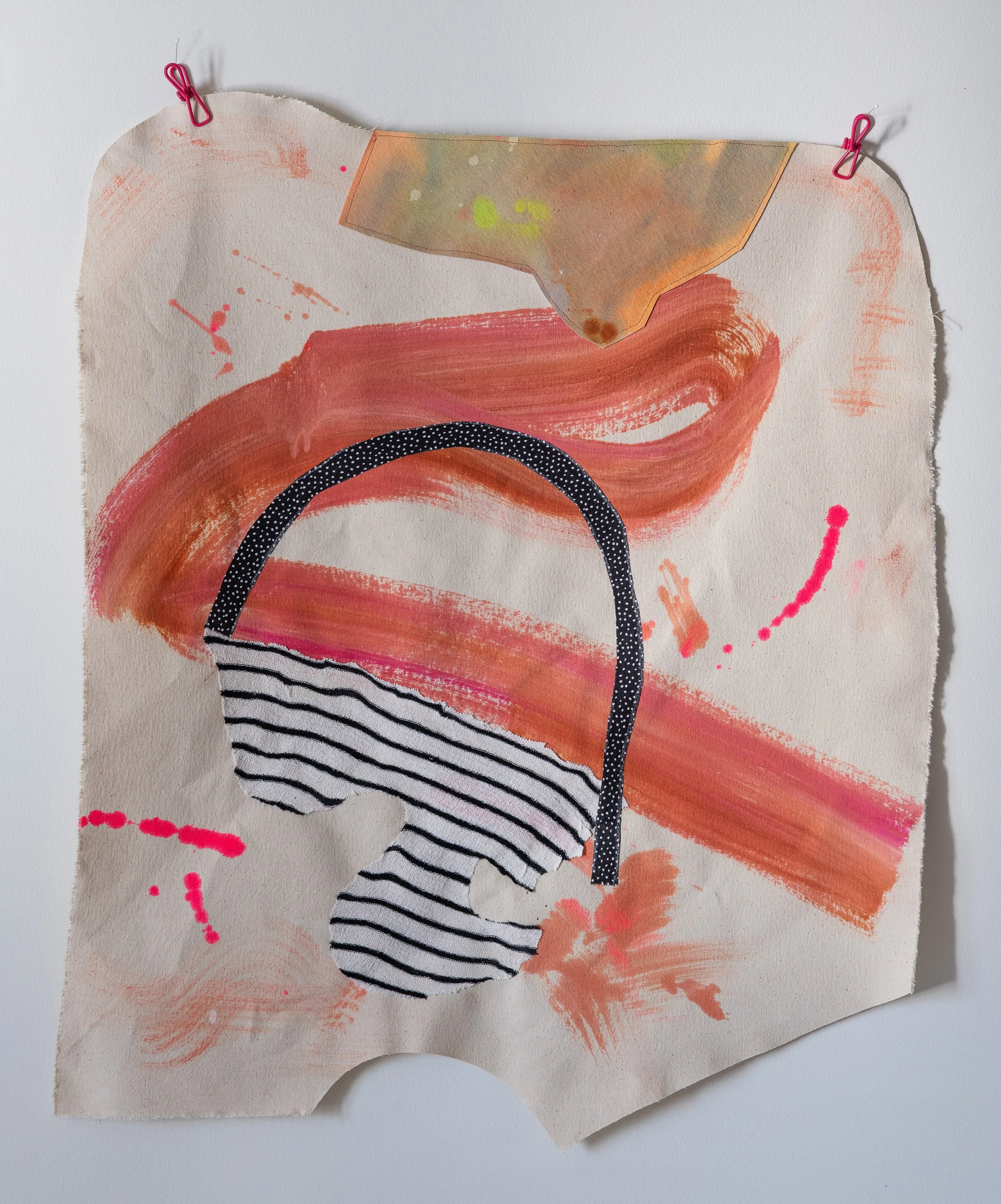 Burn It Up, Canvas, fabric, thread and acrylic, 33" x 28", 2025