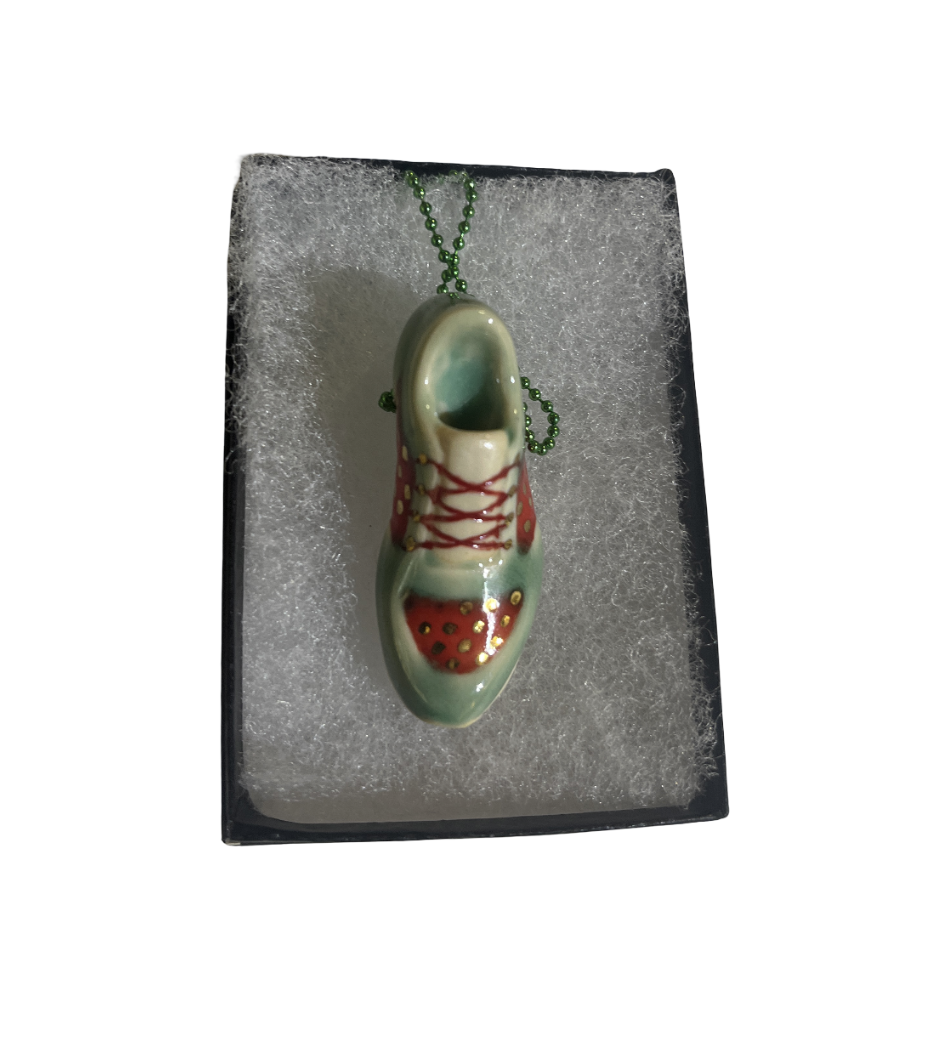 Carmen Lang - Right Sneaker with Green Necklace