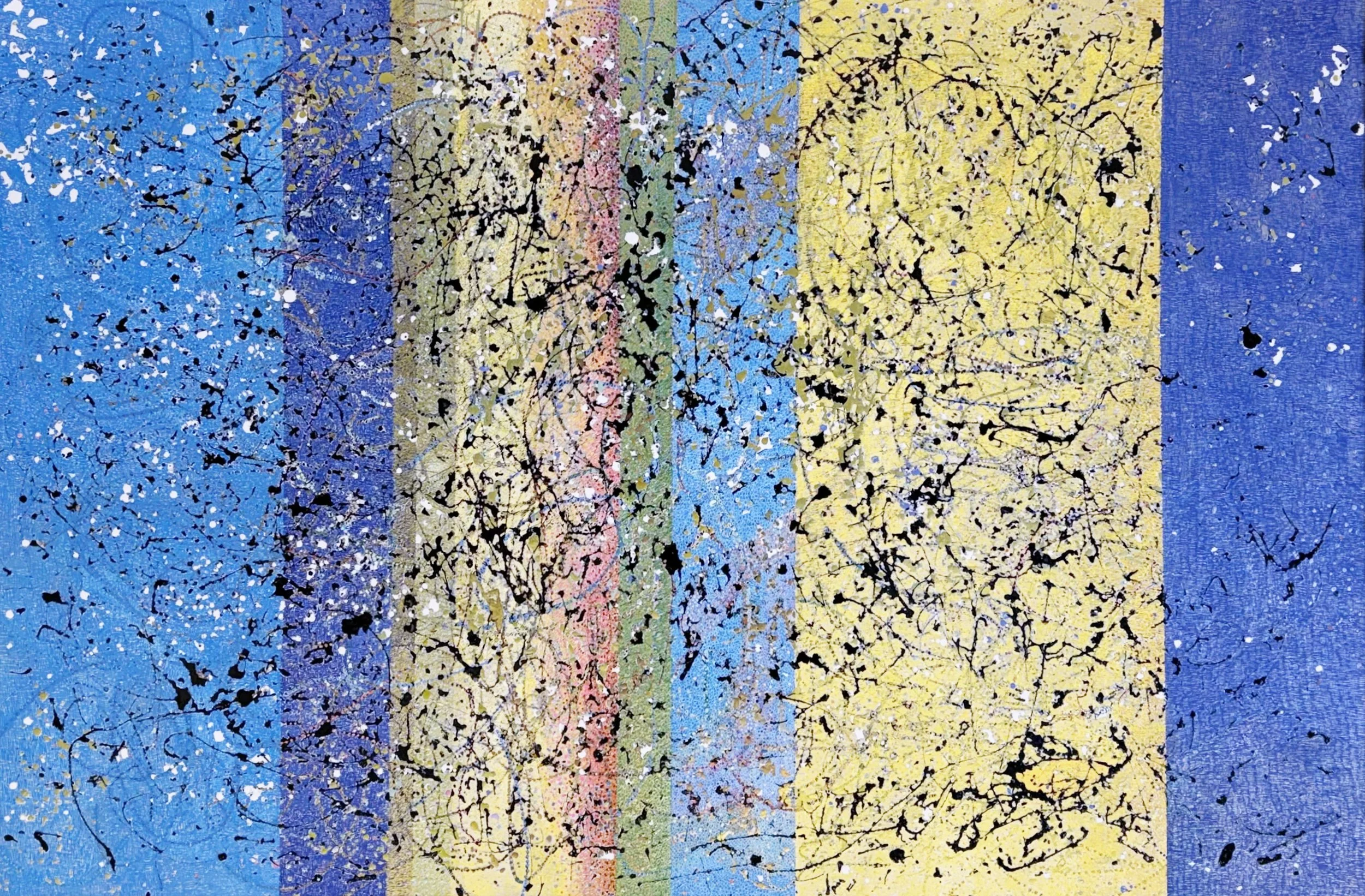 "Alternating Current," 48 inches x 72 inches, oil painting and acrylic markers on canvas, ©2026 Leslie Parke