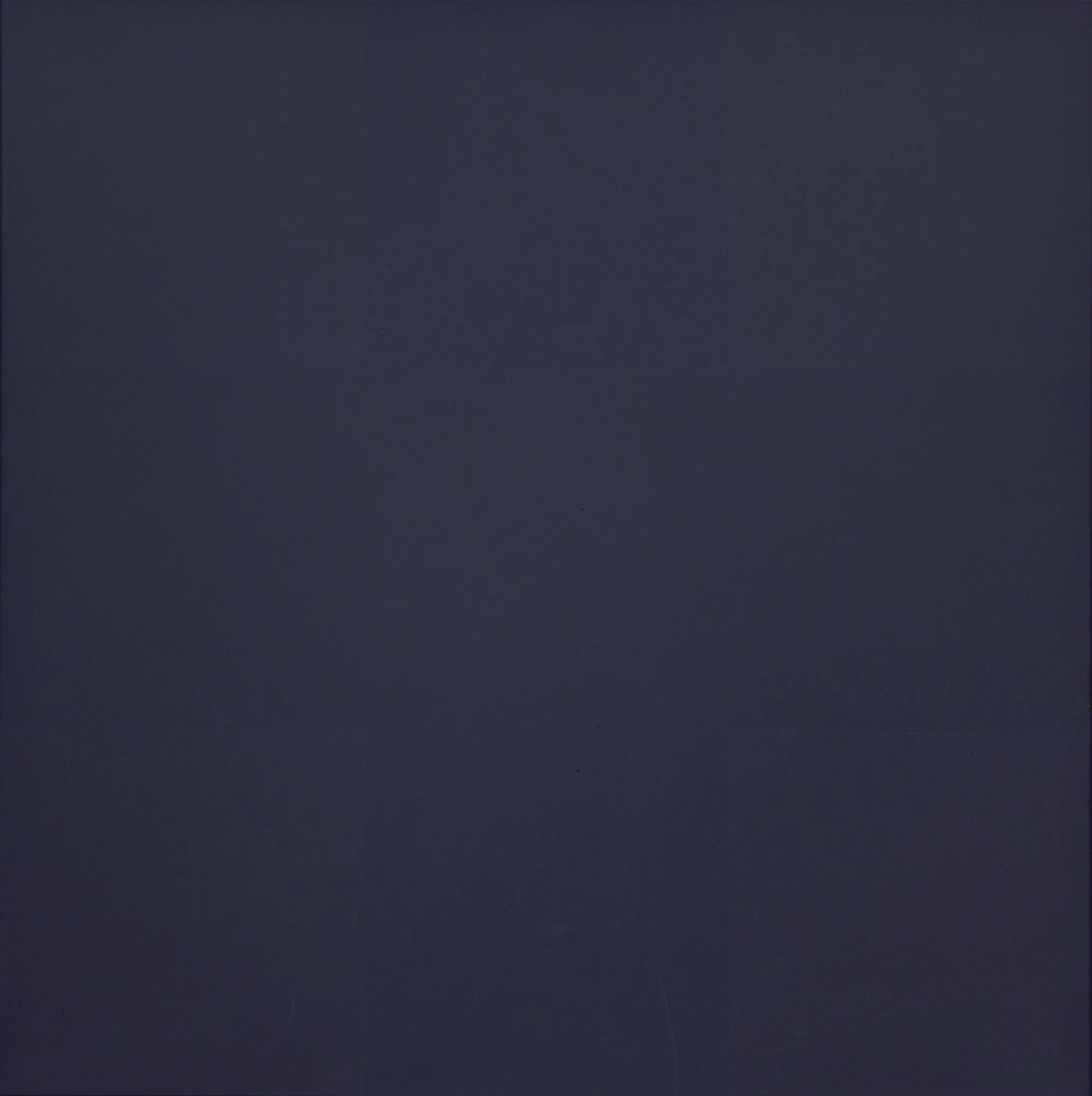 An all black painting by Ad Reinhardt with nine barely perceptive squares of a slightly different huge.