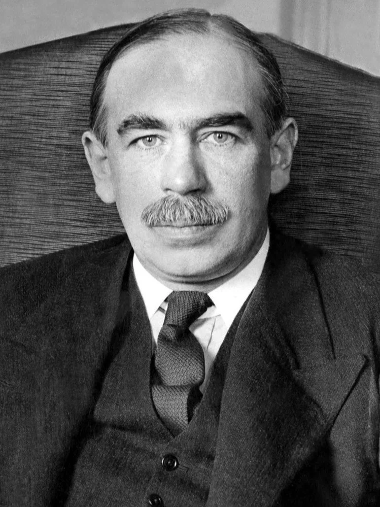 Black and white photo of John Maynard Keynes