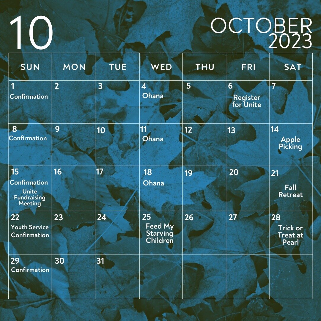 October calendar now live!