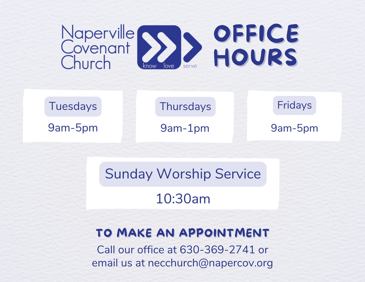 Office hours — Naperville Covenant Church