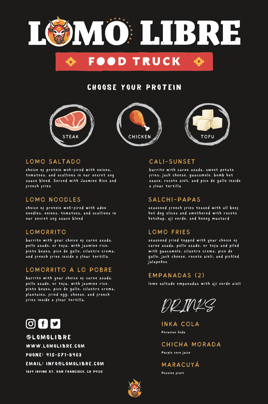 Peruvian Fusion Menu Lomo Libre