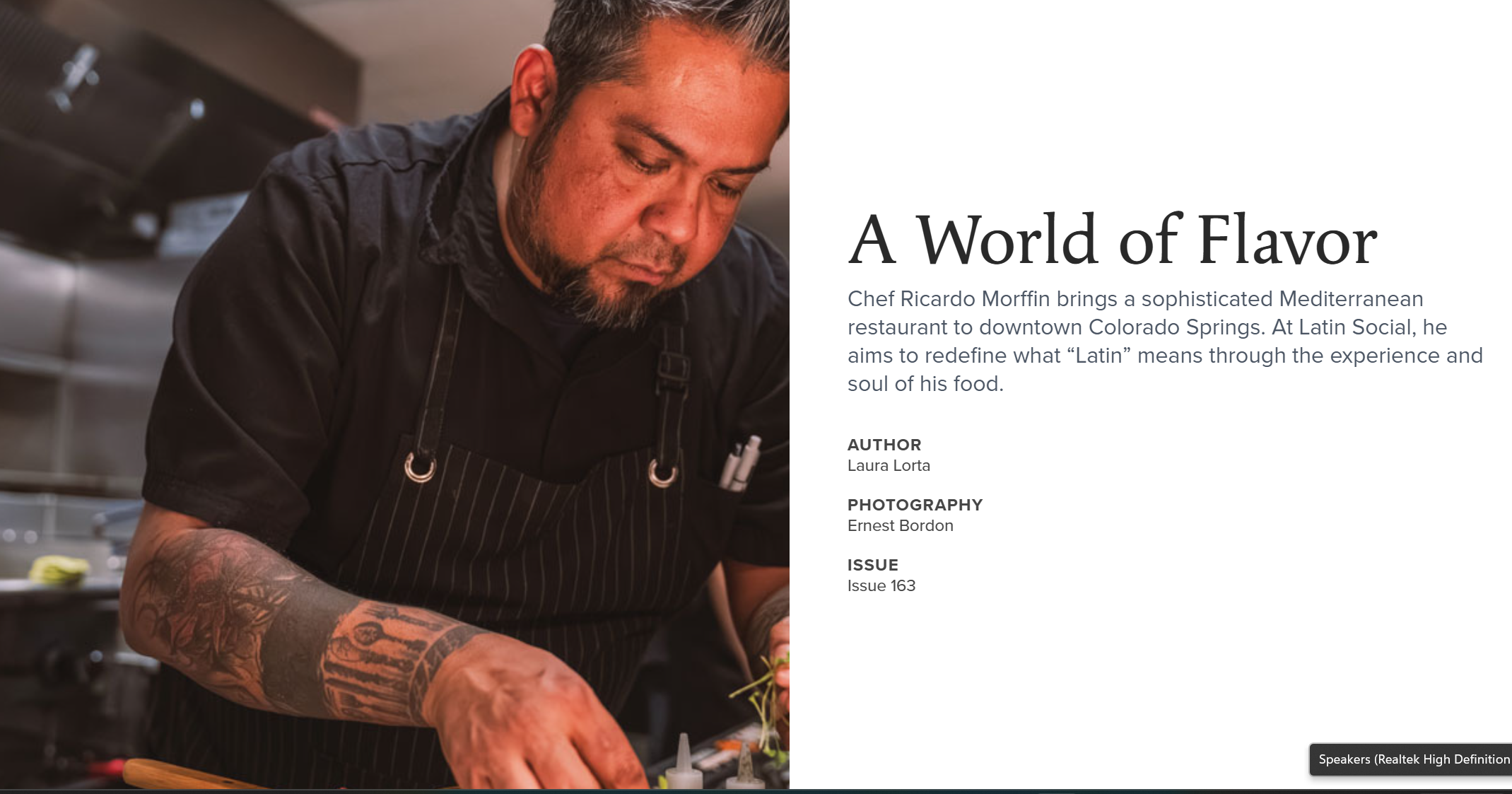 A World of Flavor: A feature in Colorado Springs Magazine interviewing Chef Ricardo Morffin