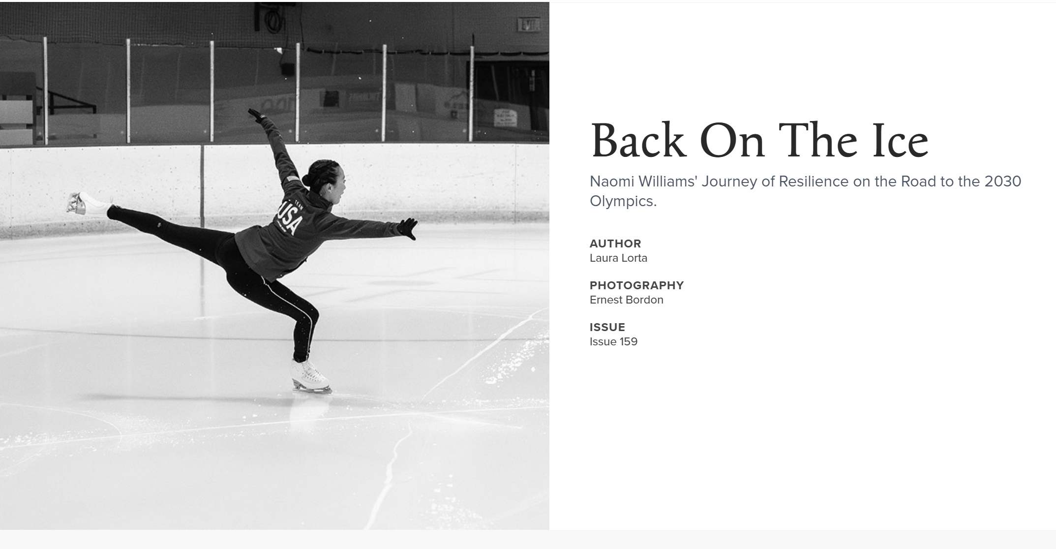 Back on the Ice: A feature in Colorado Springs Magazine interviewing Olympic hopeful, Naomi Williams