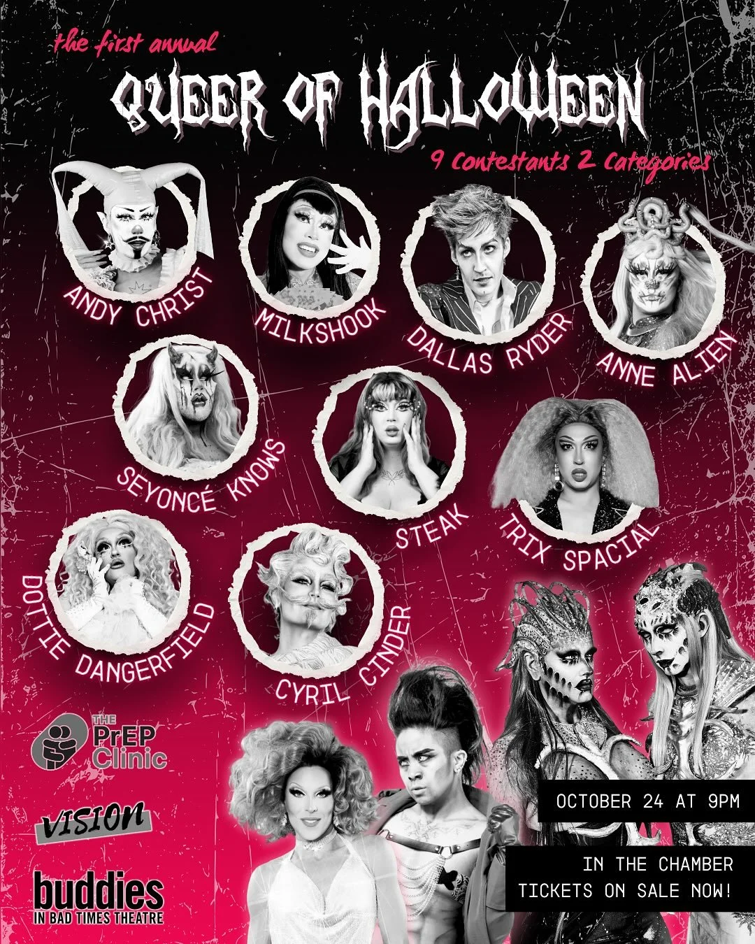 The category is… FIERCELY FRIGHTENING & FABULOUS 💅🕸️
For the FIRST ANNUAL Queer of Halloween Pageant, sponsored by our ghoulishly good friends @theprepclinic 💉💋
We’re beyond thrilled to reveal the 9 hauntingly talented contesta