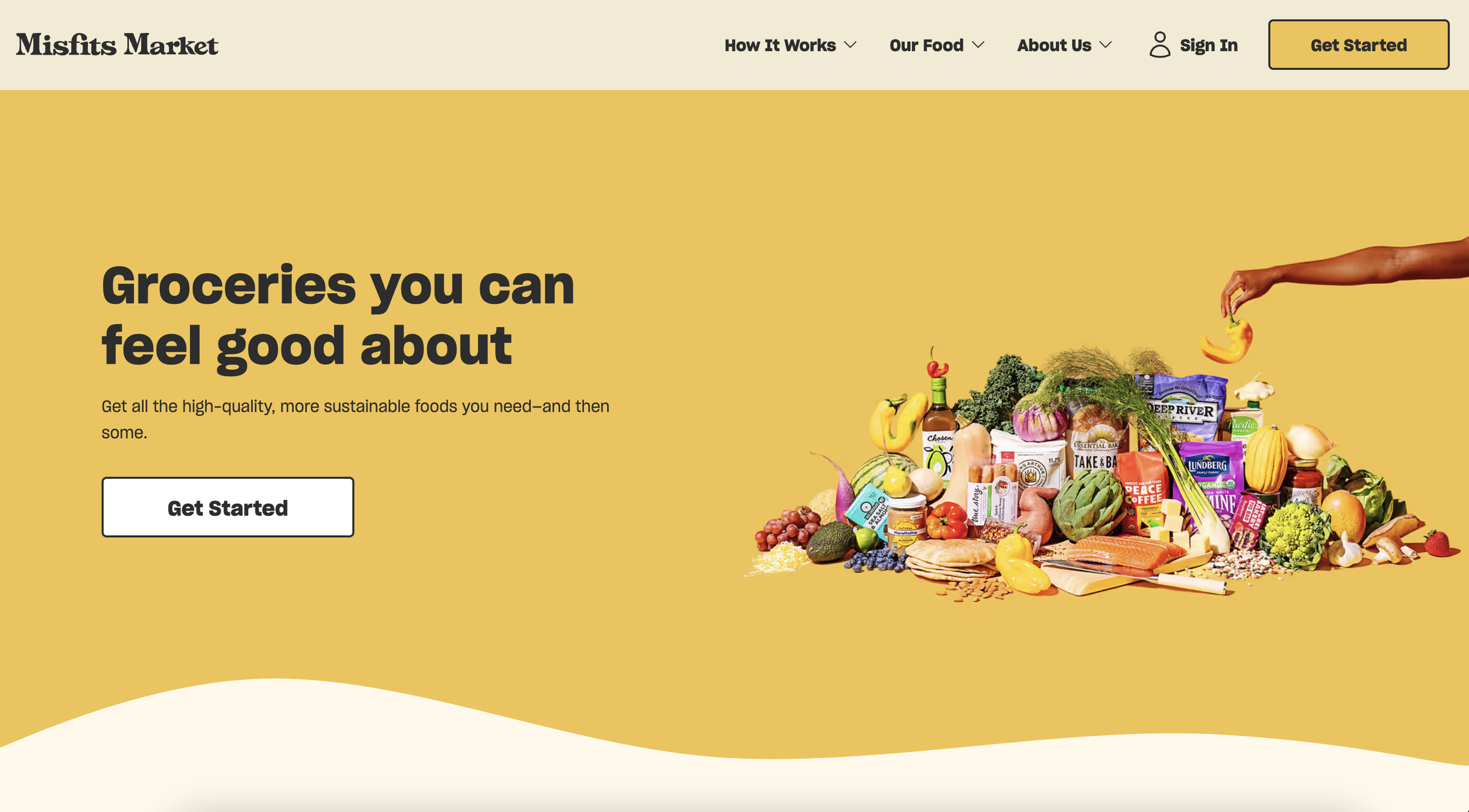 Misfits Market "Our Food" page