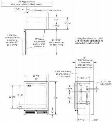 Perlick 24 Signature Series Shallow Depth Beverage Center - Indoor Model, Stainless Steel Glass Door / Left