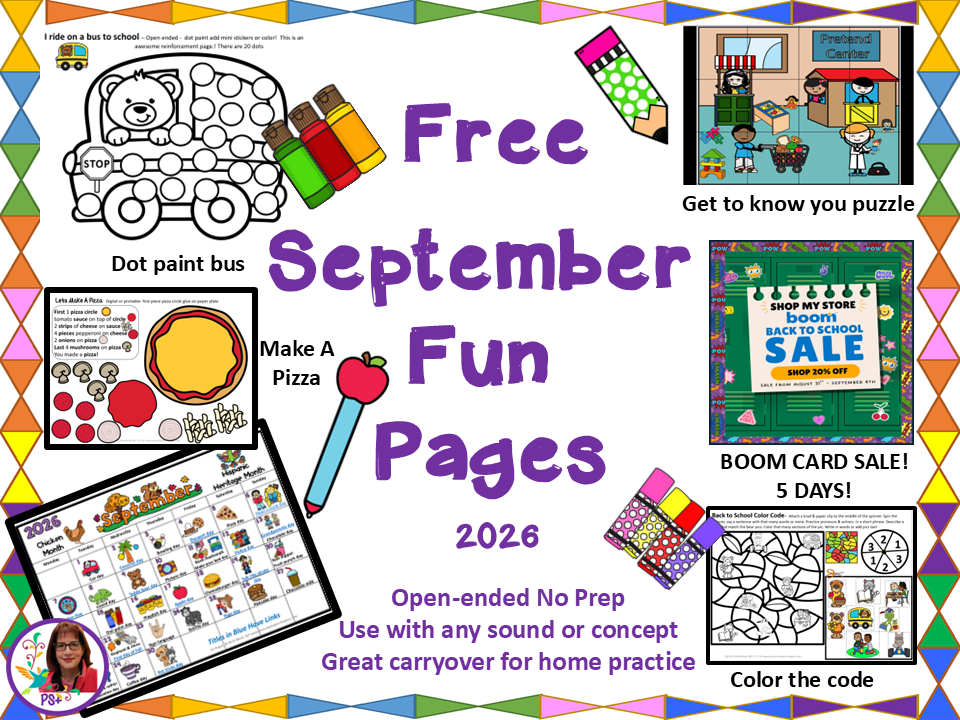 SEPTEMBER FREEBIES, BOOM CARD SALE &amp; INFORMAL APRAXIA SCREENING VIDEO!!  