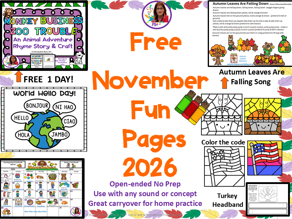 NOVEMBER HAS 9 FREEBIES , NEW VIDEOS &amp; APRAXIA PRESENTATION IN DEC!