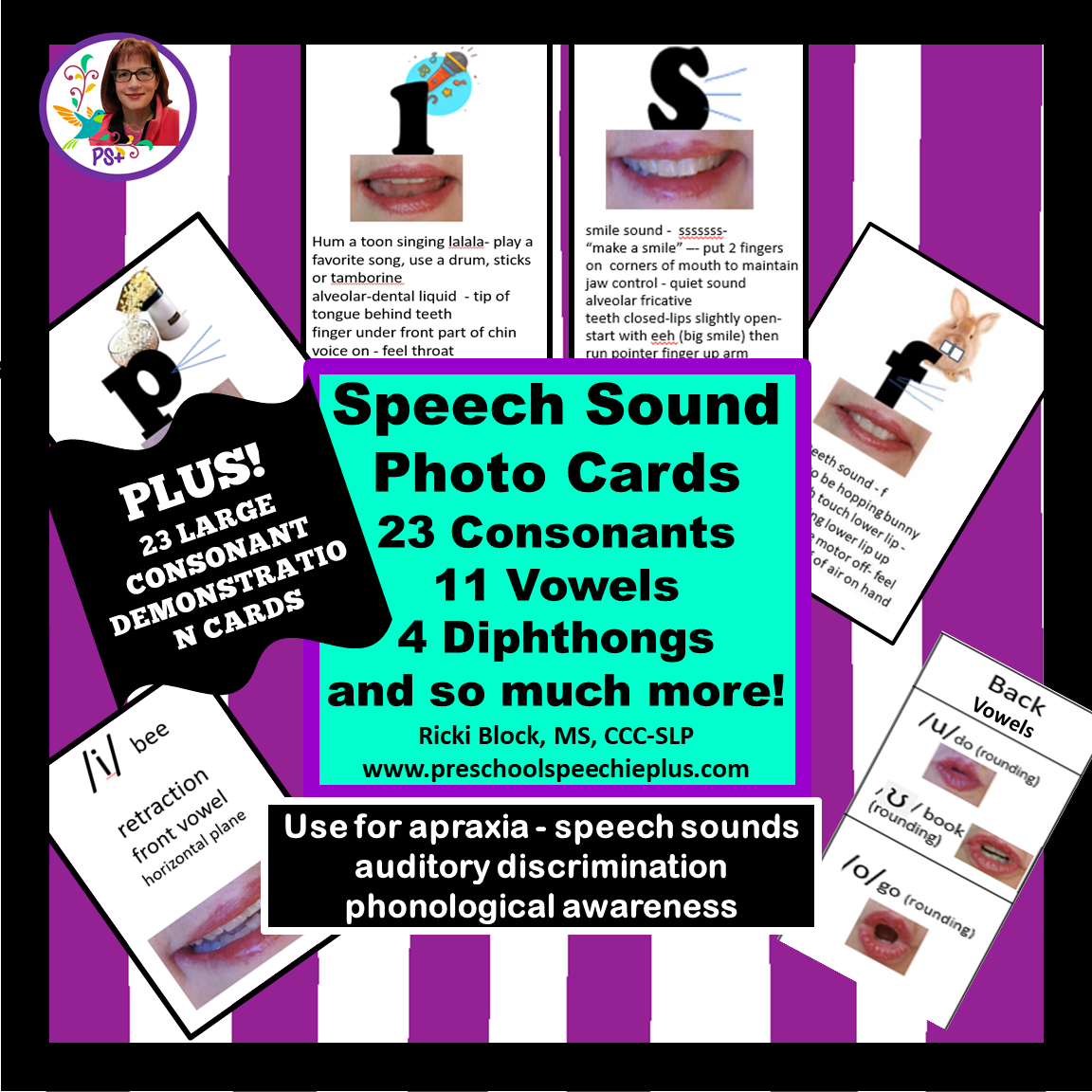 Speech Sound Photo Cards with demo cards and charts