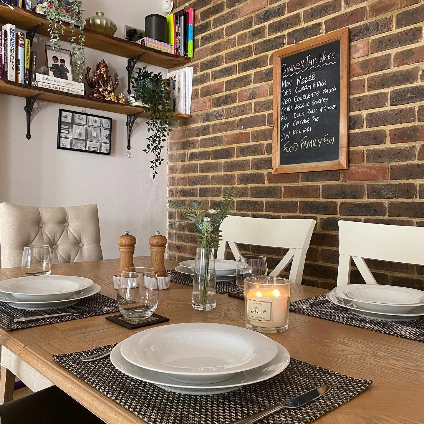 The dining table, also the office desk and homeschool hub. These four chairs have seen some serious action over the last year and NOT from hosting dinner parties which I absolutely LOVE! 🍽 ❤️

We plan our dinners weekly so that we&rsquo;re efficient