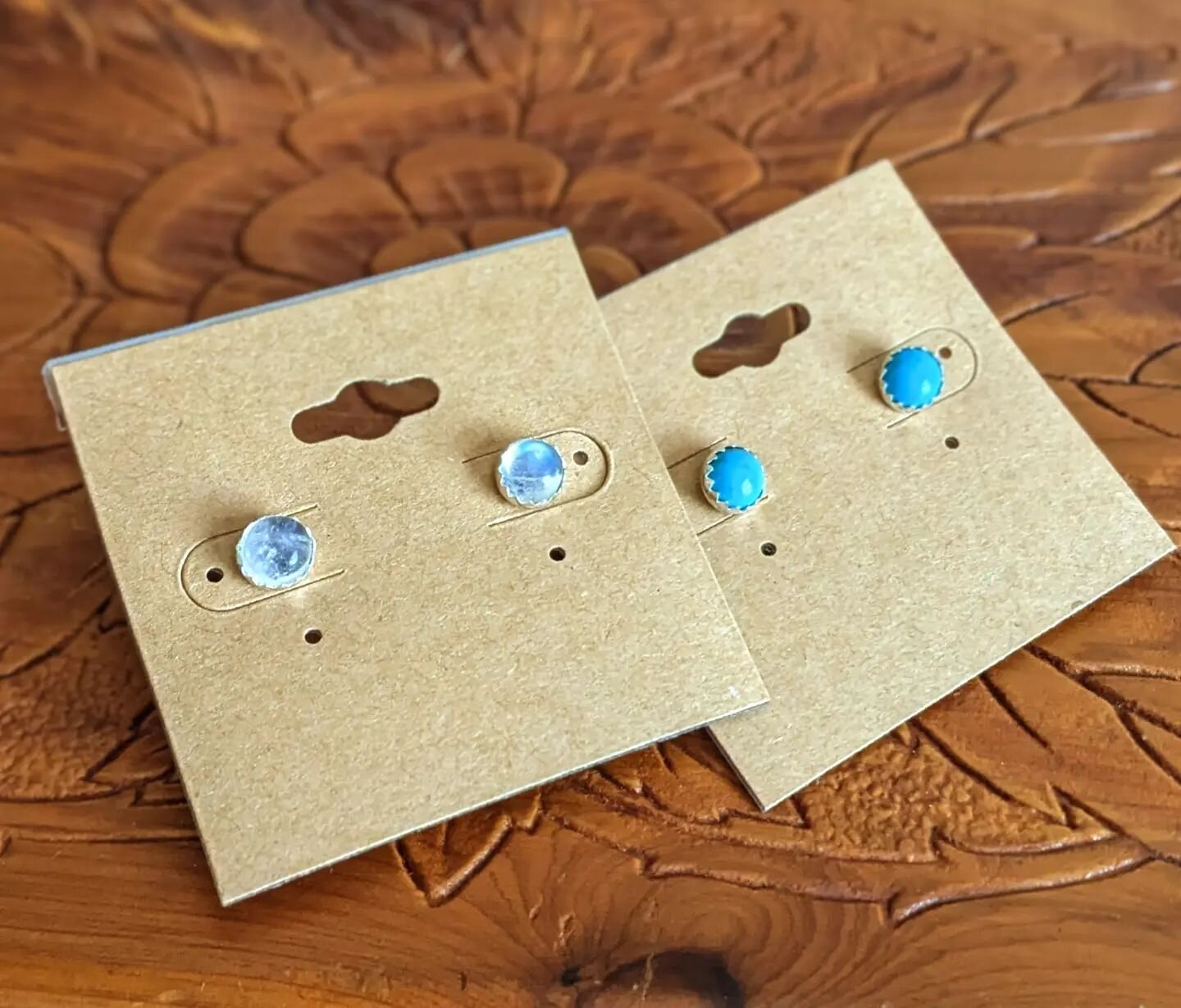 As promised, teeny 6mm crystal sterling stud earrings are in the shop now! Thank you all for your incredible patience. I have them available in genuine Turquoise and Rainbow Moonstones.