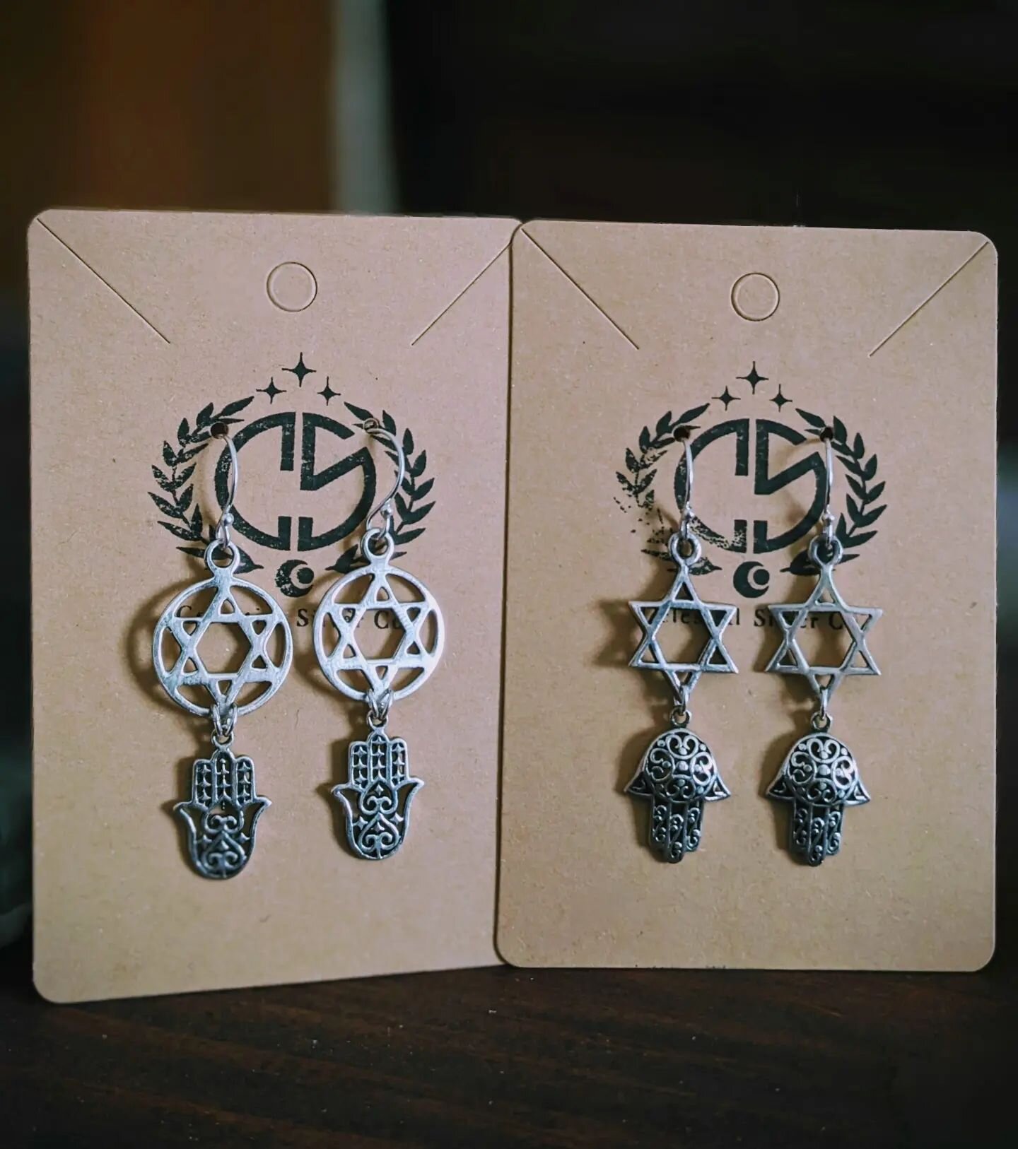 More Judaica, as requested! These two pairs of sterling silver earrings will be available to purchase in the online shop today at Noon EST!