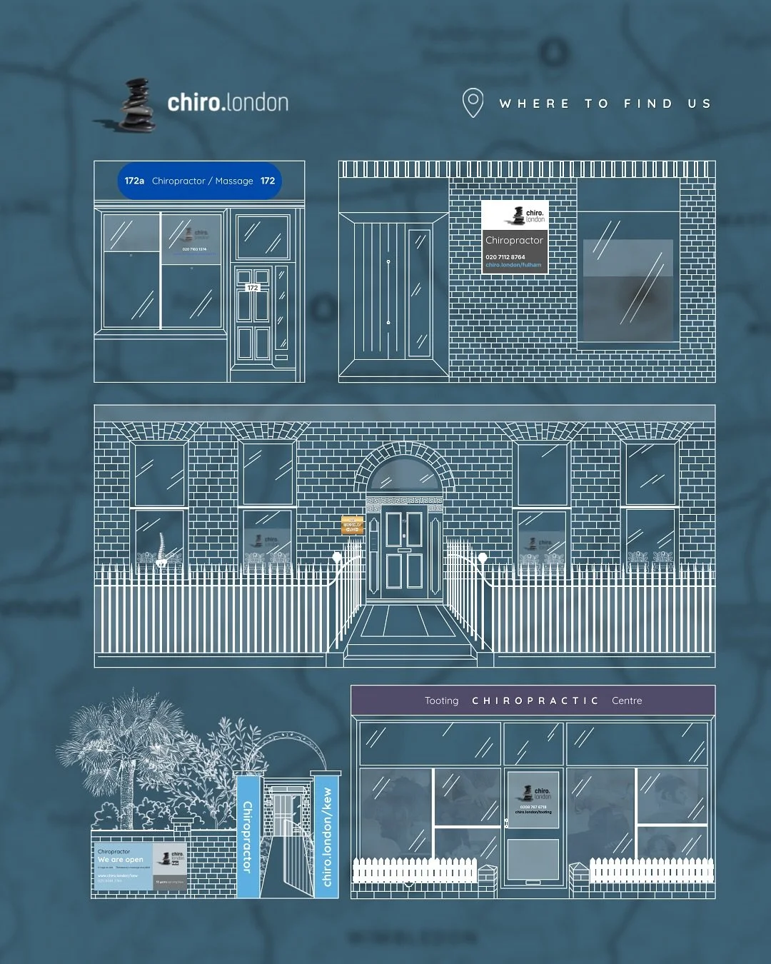 Where is Chiro.London? 🔎 

We have 5 clinics covering Central and South West London, as well as a partner clinic in Putney (@putneychiropractic)

Chiro.London has been helping Londoners for over 27 years!

If you&rsquo;re looking for a branch near y