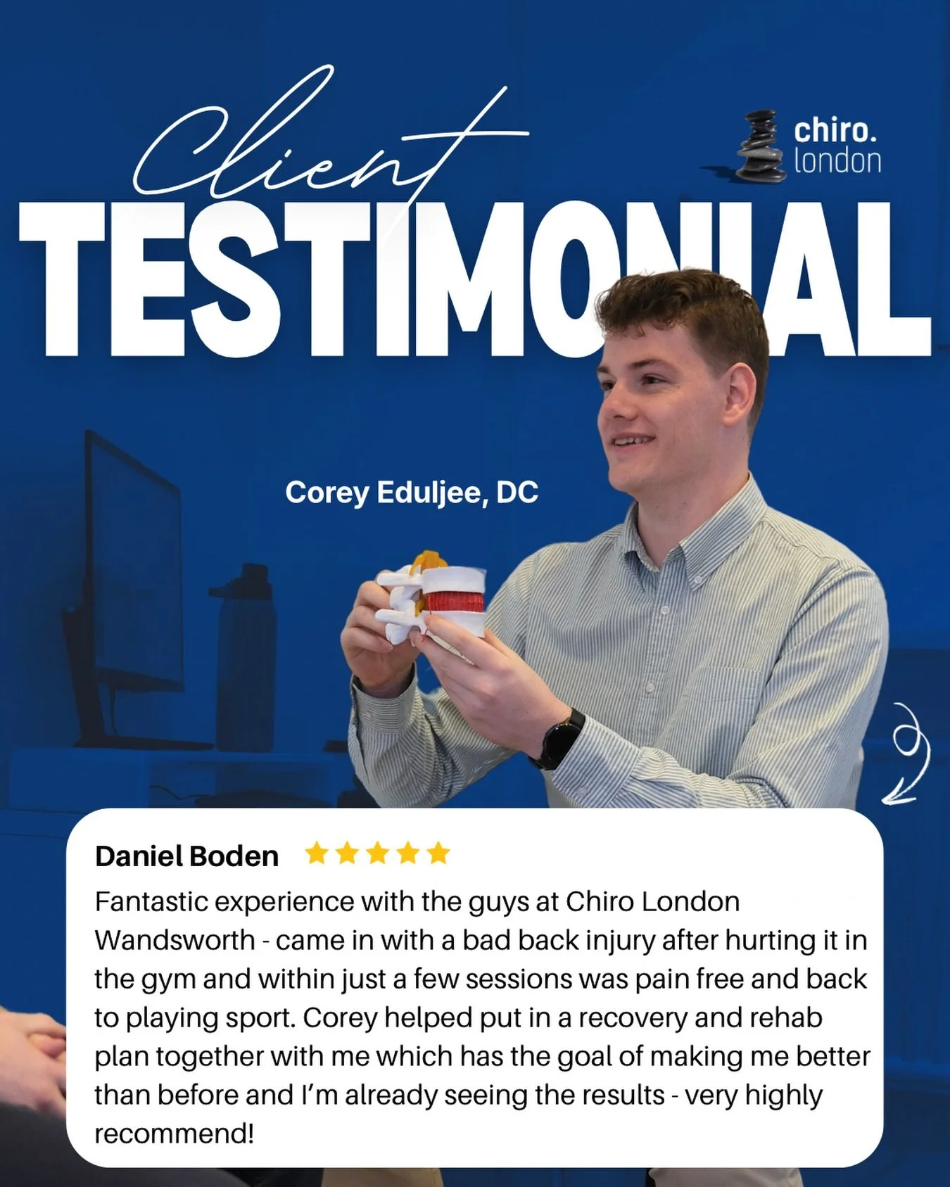 Your reviews mean everything to us 💙 They help us grow and help others feel confident booking their chiropractic care with our team. Huge thanks from all of us &mdash; especially Corey!

#chiropracticcare #fulham #wandsworthbridgeroad #chirolondon