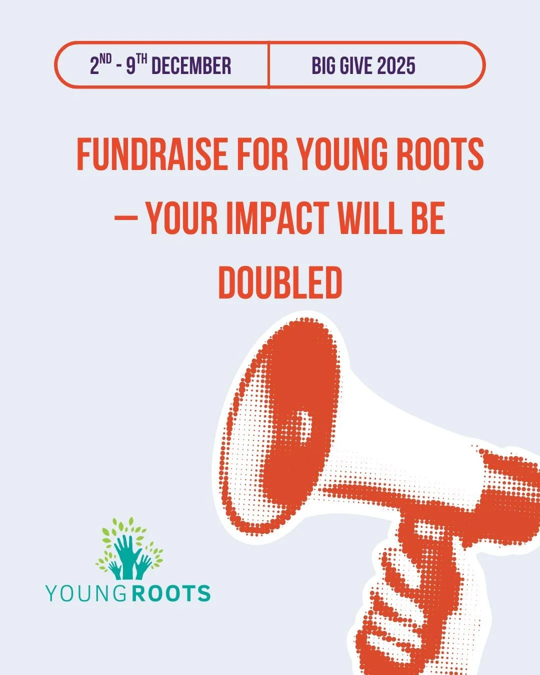 This December, Young Roots is taking part in the Big Give campaign. 🧡

It&rsquo;s a chance to double your impact. Every pound raised during the campaign will be matched, helping us support even more young refugees with vital services and community.
