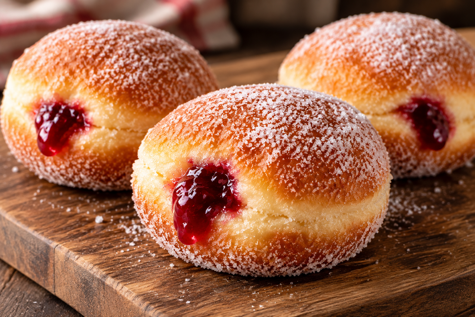 Jam-Filled Sugar Donuts on Wood.png