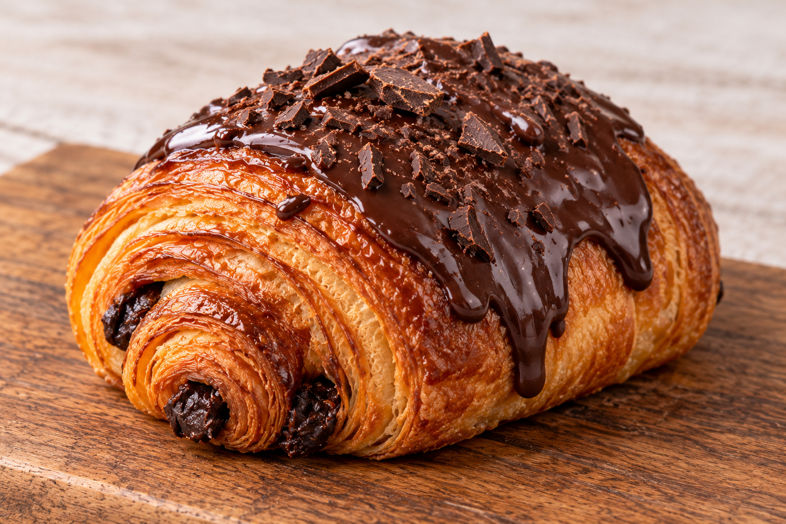 Glossy Chocolate Croissant on Rustic Wood.png