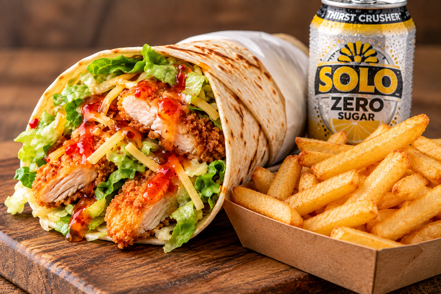 Crispy Chicken Wrap, Chips and Solo Zero.png