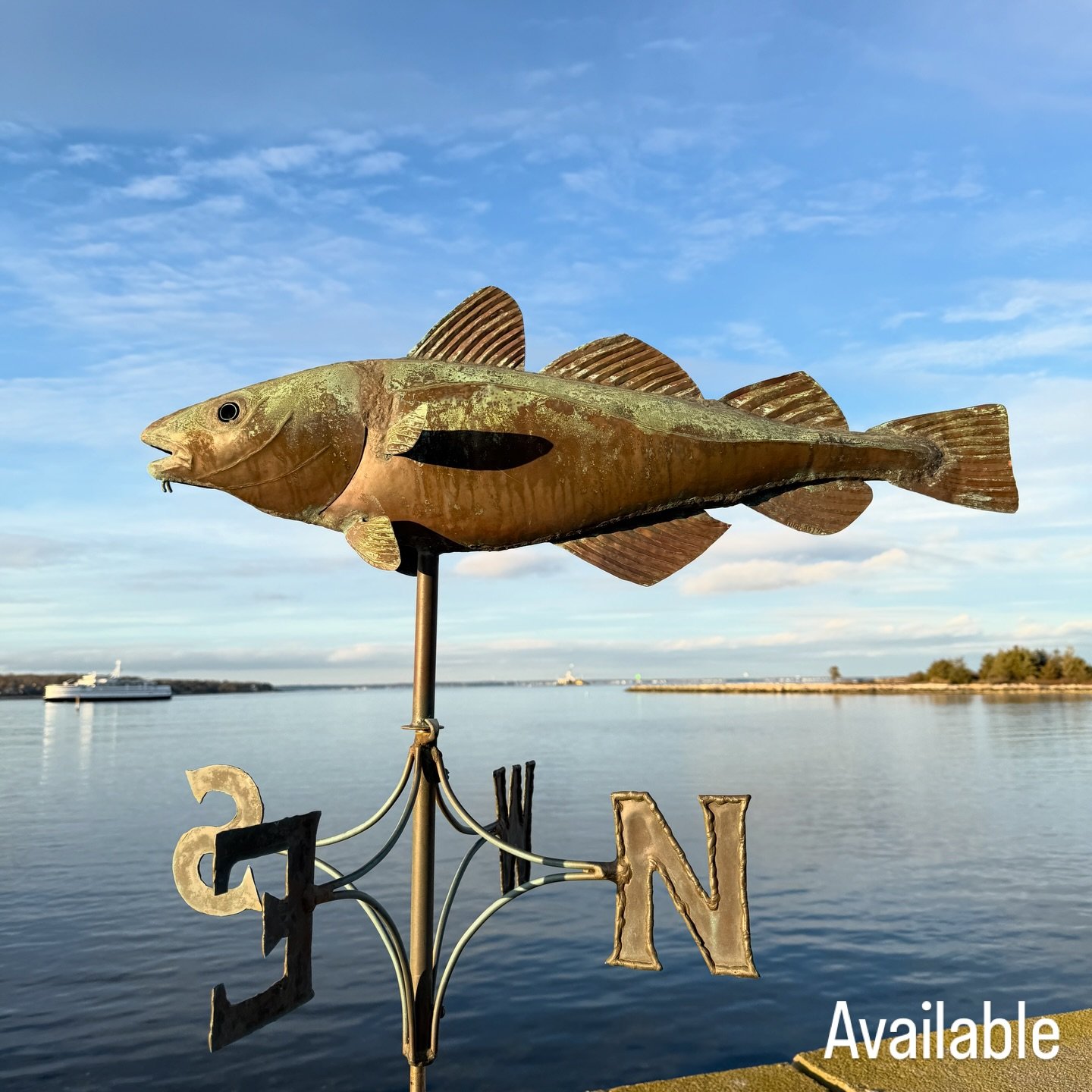 Beautifully Patinaed Codfish Weathervane by Travis Tuck in 1989. Signed and Dated TUCK 89 #7 Available for the Holidays.