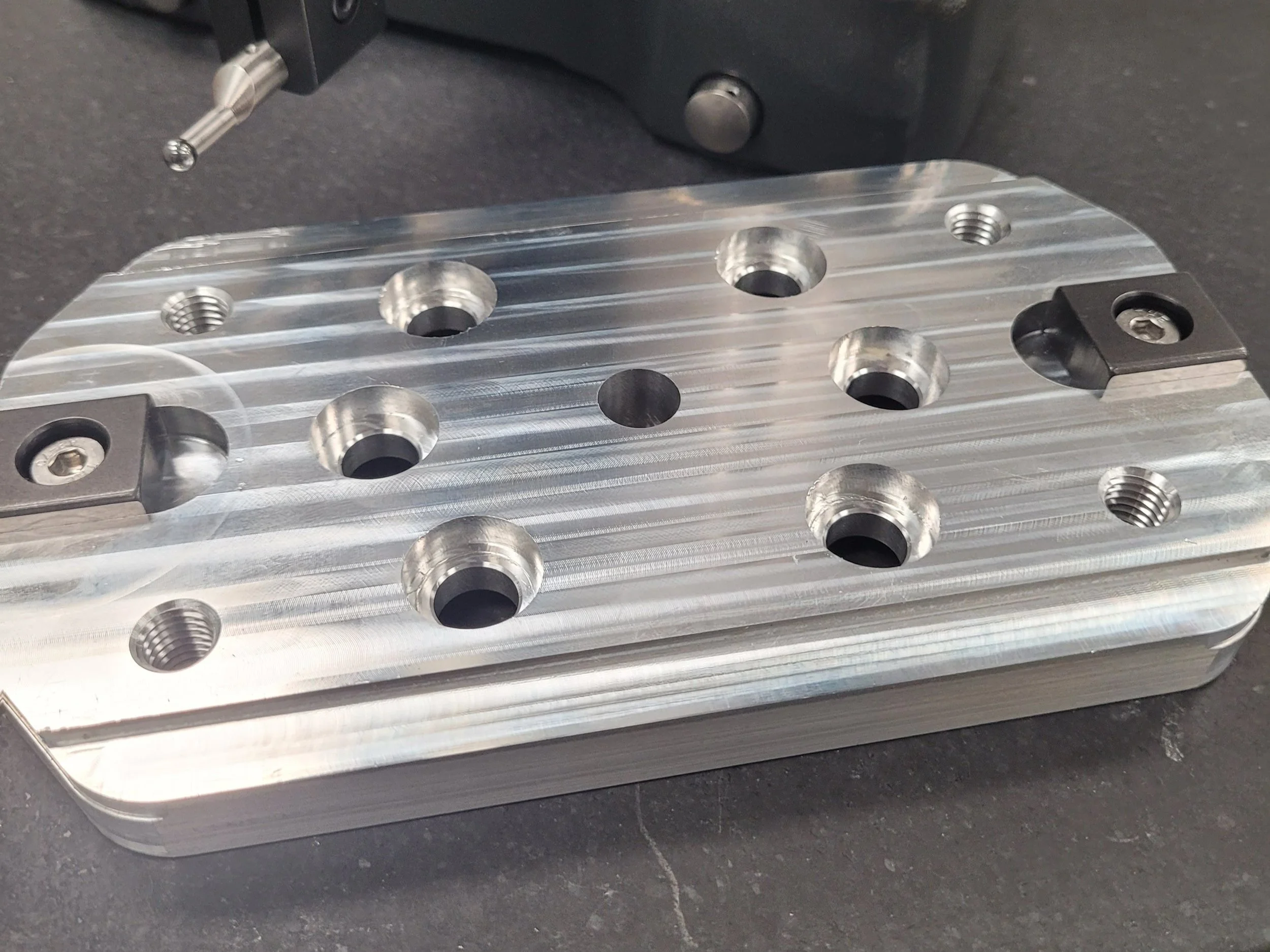 Custom adapter plate for Lang 45480 Quick Point grid plate to Tsudakoma TWA-160 rotary.  Made in 6160 alumimum