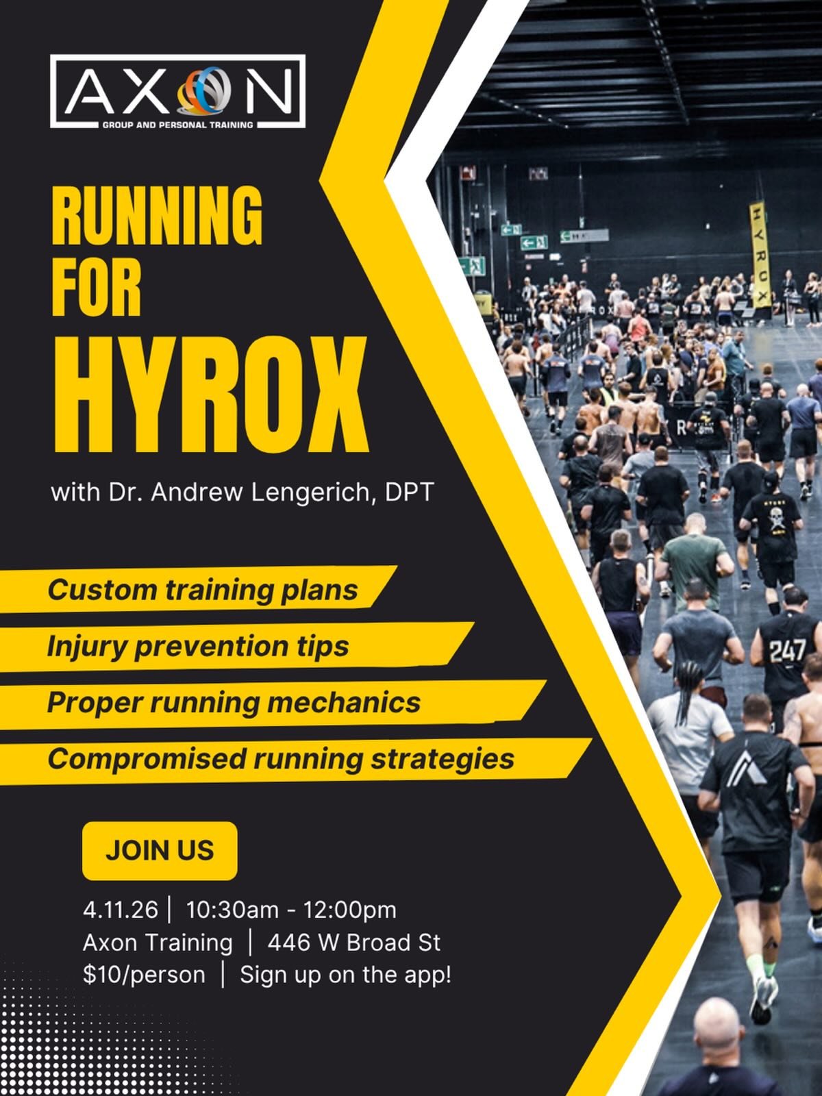 Running is 50% of a HYROX race. Are you training it correctly? 

Just @dr.andrew.dpt to learn about everything from proper mechanics to managing your weekly volume, and race pacing to injury prevention. 

We&rsquo;re breaking down everything you need