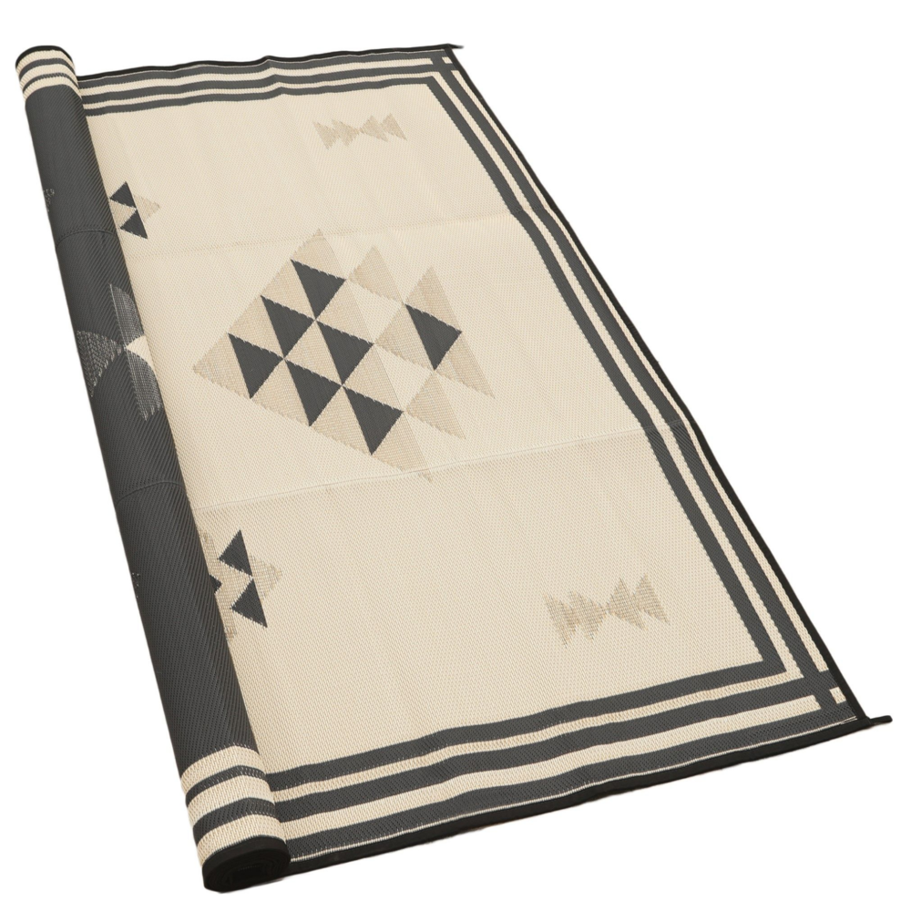 9' x 12' Black and Doeskin Boho RV and Camping Rug — Glamplife