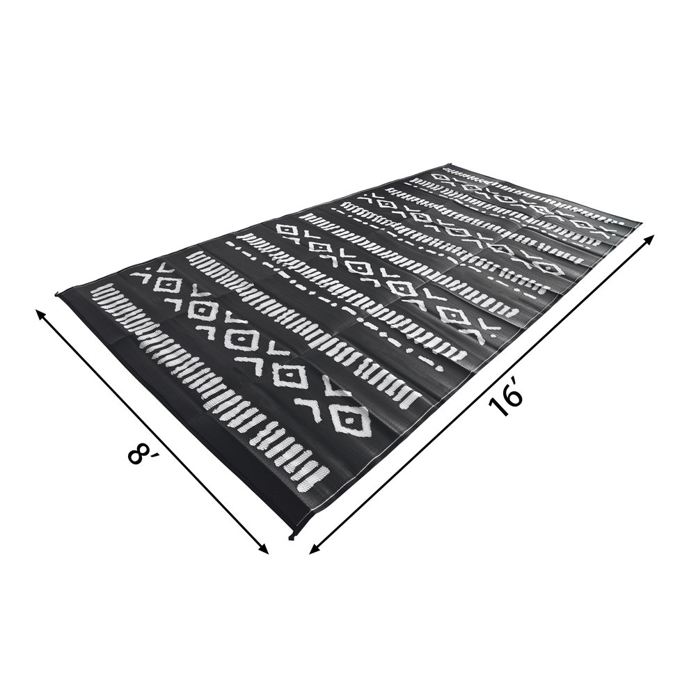 9' x 12' Black and Doeskin Boho RV and Camping Rug — Glamplife