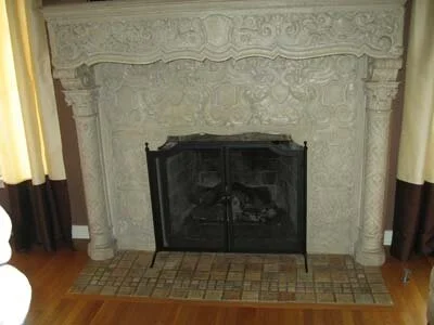 Vintage precast and Batchelder fireplace refinished