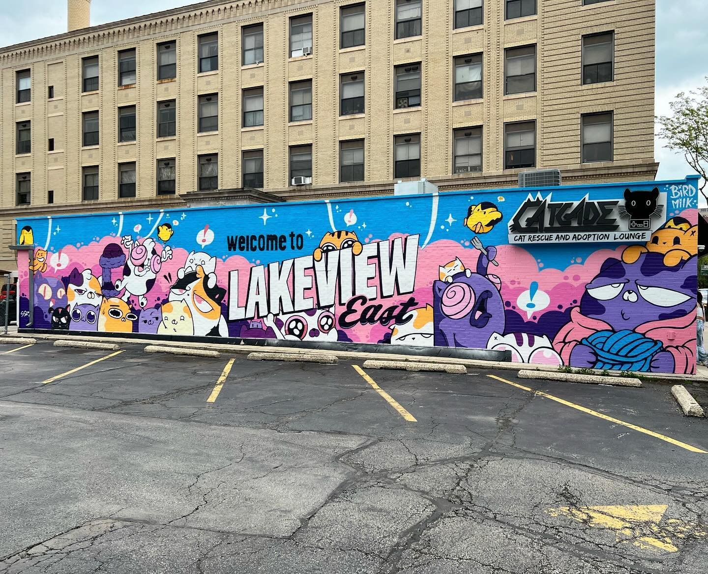 A tsunami of cats! 🐈 🐈&zwj;⬛🐱My most recently completed mural over at @thecatcade for their new location on Belmont! Over the past two weekends I came through and got to paint up all these goofy sassy cats for the neighborhood. Thank you to everyo