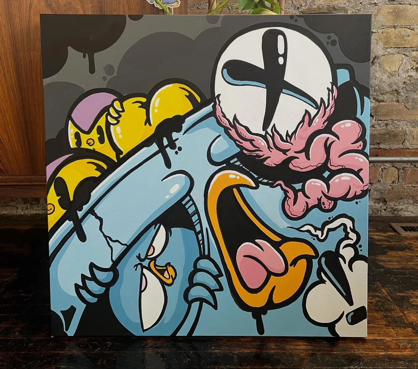Ghoulish ghoulish boy. 24” x 24” acrylic on stretched canvas for “A Ghouls Night Out” art show on Thursday October 23rd. At @hazroom in Pilsen
.
Big shoutout to @bernb0t and @artofmuerte for inviting this bird
.
#birdmilk #oct