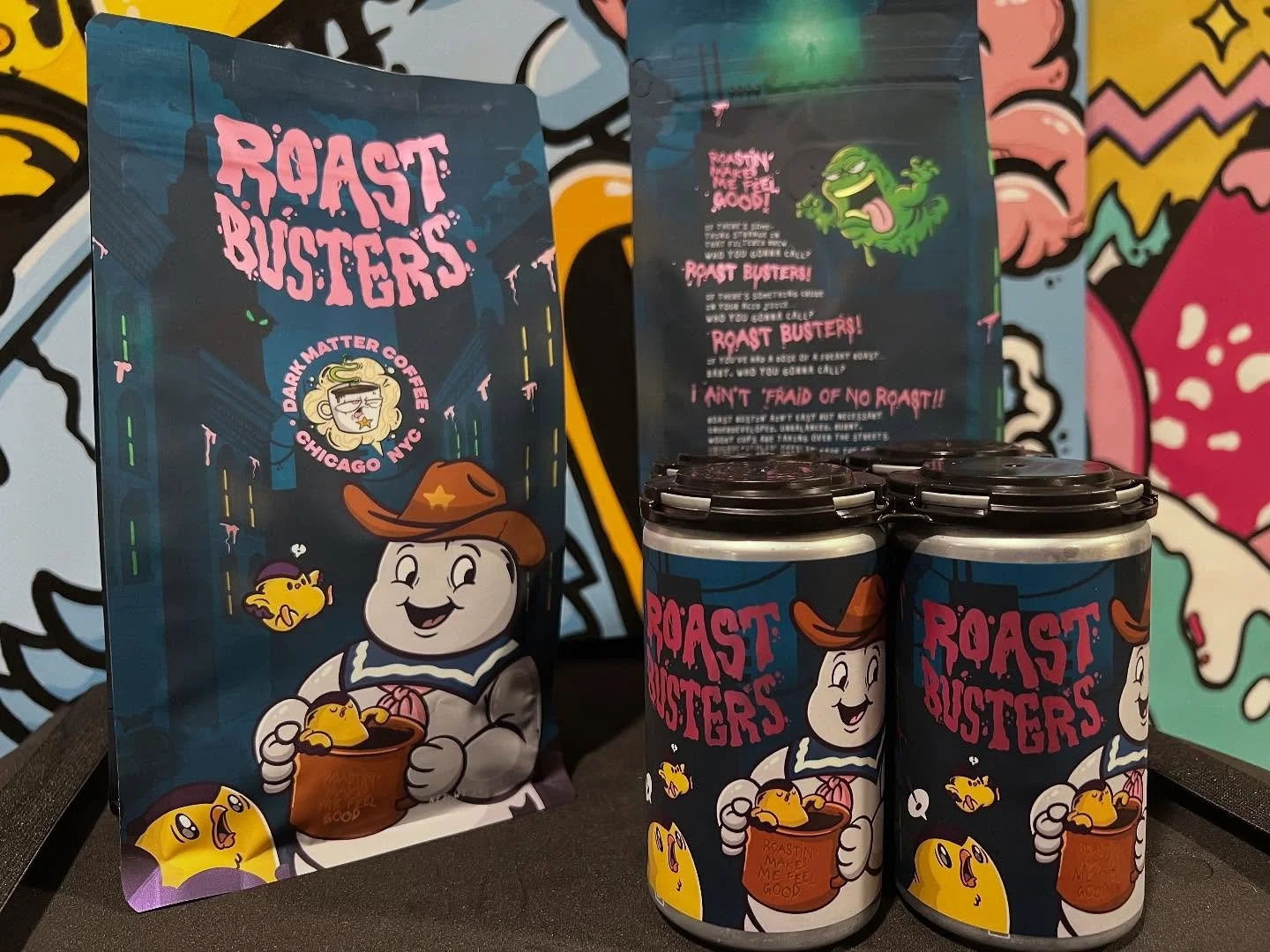 Glad I got to BUST with the boys over at @darkmattercoffee for the October bag design. Be sure to get your Roast Busters bag and cold cans today! Available at all dark matter locations and available online.
.
Bustin’ makes me feel good π»
.
#da