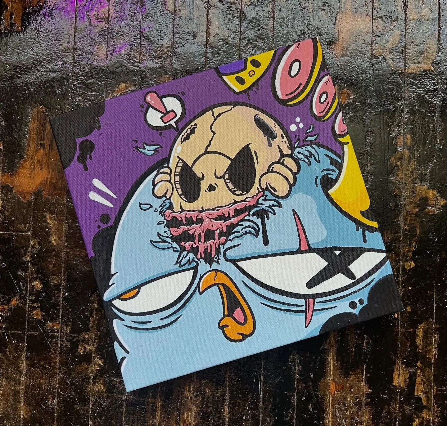“OOPS! All bones!”
12” x 12” acrylic on stretched canvas being sent out to big hot wet NEW YORK CITY for a spooky Halloween show.
Big shoutout to @renomsad and @paolo_tolentino for getting me on this lineup!
.
#spooky #hallowe