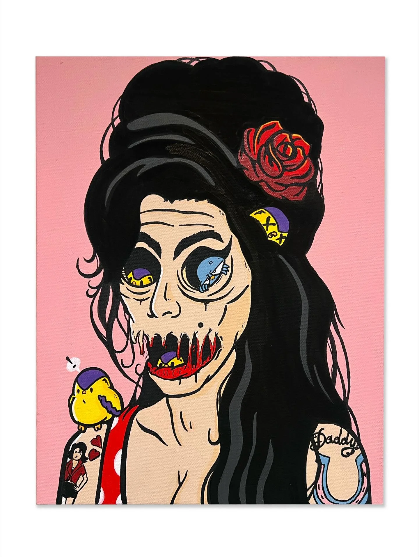 Got Commissioned to do a zombiefied beautiful Amy Winehouse
💃💃🧟🧟&zwj;♀️
.
#birdmilk #chicago #anywinehouse #art