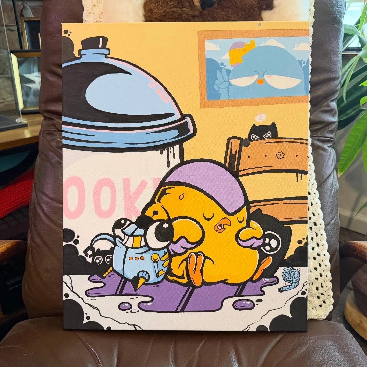 &ldquo;Bite the ass that feeds ya&rdquo; this 16&rdquo; x 20&rdquo; acrylic on stretched canvas gem debuted at my duo show with Jeff on Saturday. Huge thanks to all you beautiful people that came through to show support 🥹 this guys still available o