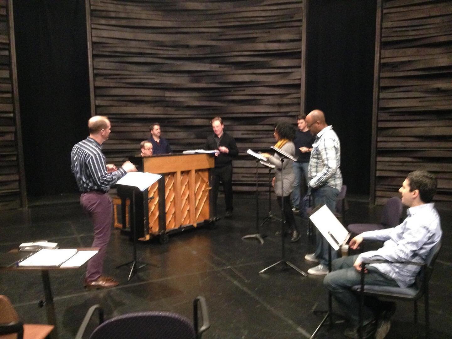 Thursday night! 6EST/5CDT, watch the @urbanarias (premiere) production of &ldquo;Blue Viola&rdquo; featuring a live talkback with the cast (and us). [pictured is our first song through at the @arenastage workshop in 2015]

@alicia_olatuja @keithphare
