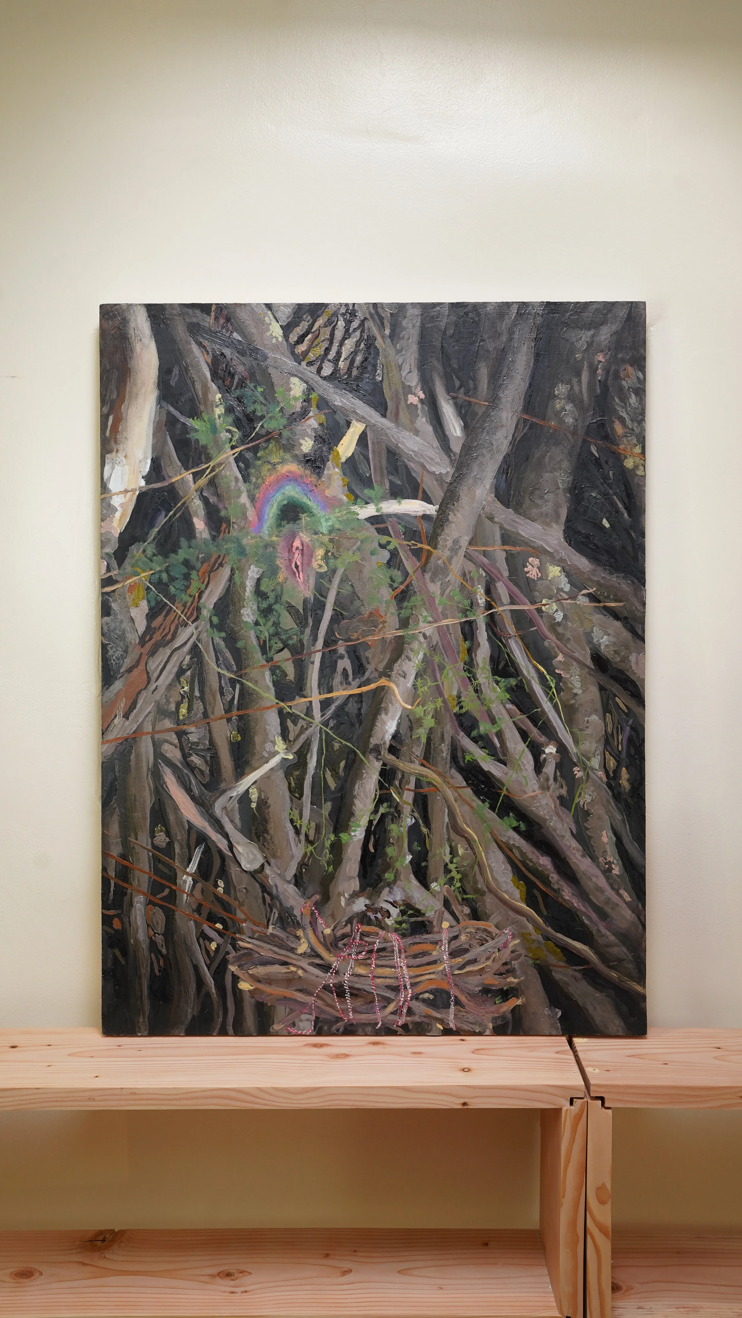 Sarah Esme Harrison, Threshold, 2019. Oil on wood. 48"h x 36"w. 