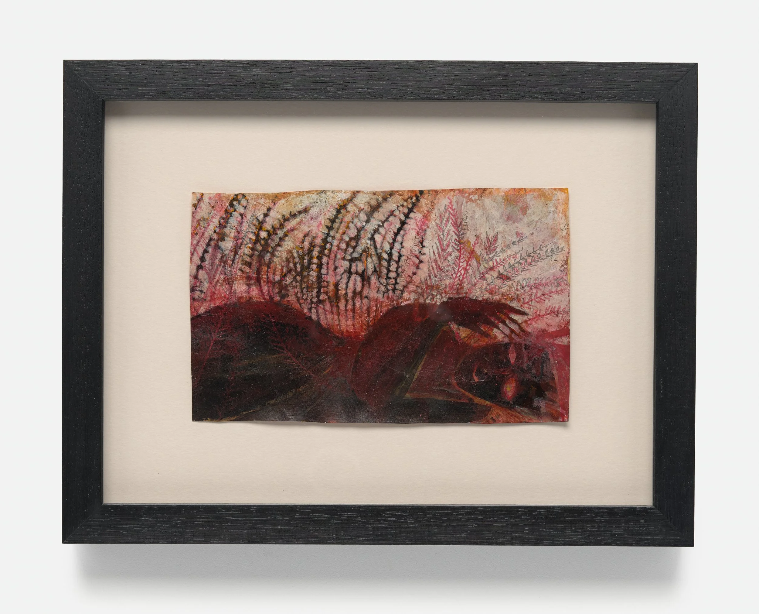 Zoë Stiler, Earth Woman, 2022. Acrylic, pencil, willow charcoal, spraypaint, acrylic gel medium on paper, 4¼ x 7 in.