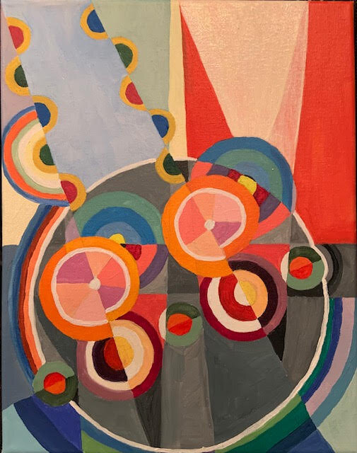 Hilary Burcell,
Two Negronis,
Acrylic, 11x14,
$195
