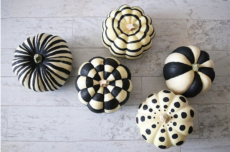Halloween Black & White Pumpkin Decoration